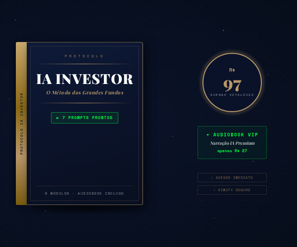 Mockup do Protocolo IA Investor — capa premium com touro dourado e identidade visual institucional